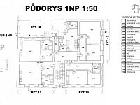 Budova Ostrava, Přívoz - studie přestavby na dům s 11 byty, nyní kanceláře, velmi dobrý stav - 003 Pudorys_1NP.jpg