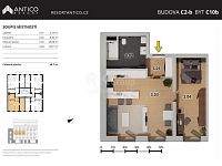 Prodej bytu C10b, 2+kk, 59 m², projekt Antico, Český Brod - Zborovská - Plánek