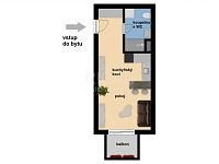 Prodej luxusního bytu 1+KK/B v novostavbě v Kobylisích, ul. Pakoměřická. - plánek bytu