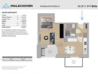 1B24a Prodej bytu, 1+kk, 37.62m² + balkón 7.76m², projekt Pod Malechovem, Český Brod - Foto