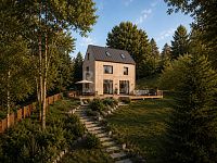 Prodej projektu dřevostavby 80 m2 + terasa na pozemku 664 m2 v Praze 5 - Slivenec.