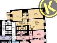 REZERVACE Byt 3+kk 74 m2 s balkonem 3,5 m2 a možností parkování v domě, Pštrossova ul., Praha 1 - půdorys bytu