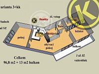 Byt 3+kk 97 m2 s terasou 13 m2 , Rudolfovská (centrum, u Sadů), České Budějovice 6 - 24017c.jpg