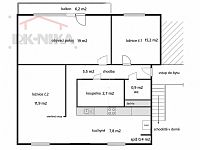 Byt 3+1 s balkonem v Semilech – Pod Černým mostem - plánek bytu-půdorys-3.jpg