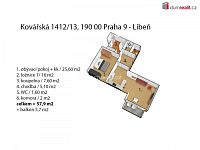 Novostavba bytu 2+kk, 58 m2 + 5,7 m2 balkon, 6.patro, OV, Praha 9 - Vysočany (metro B)  - 13