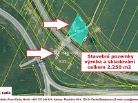 K prodeji, pozemky pro výrobu a skladování o výměře 2.250 m2, kú Hůry, okr. České Budějovice