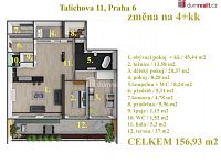 Prostorný byt 3+kk (119 m2) + terasa 36,97 m2, 4.patro, OV, TOP stav, Praha 6 - Břevnov - 12