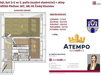  K prodeji, byt 1+1 v osobním vlastnictví ve městě Český Krumlov, sídl. Plešivec č.p. 367 - 2