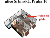Světlý byt 2+kk, 43 m2 + 13 m2 půda, 3.patro, OV, cihla, Praha 10 - Strašnice (metro A) - 12