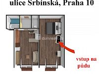 Světlý byt 2+kk, 43 m2 + 13 m2 půda, 3.patro, OV, cihla, Praha 10 - Strašnice (metro A) - 5