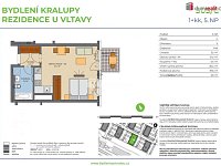 Prodej družstevního bytu 1+kk, 40,9 m², balkon, parkovací stání – Rezidence U Vltavy - 3