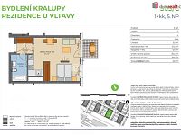Prodej družstevního bytu 1+kk, 40,9 m², balkon, parkovací stání – Rezidence U Vltavy - 3