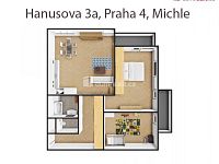  Světlý byt 3+kk/2B/GS,S, 67 m2 + 2 X balkon, OV, 2. patro,cihla, metro C – Budějovická, Praha - 4  - 2