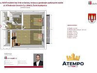 K pronájmu, NOVÝ moderní byt 2+kk se šatnou, terasou a garážovým stáním, ul. K Šindlovým Dvorům č.p. 2936/2, České Budějovice - 3