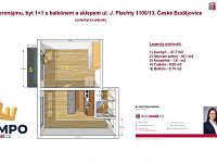 Pronájem, byt 1+1, 38 m2, J. Plachty, České Budějovice - 2