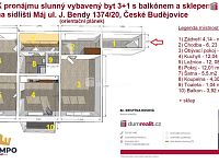 K pronájmu, slunný byt 3+1 s balkónem a sklepem na okraji sídiště Máj, ul. J.Bendy 1374/20, České Budějovice - 2