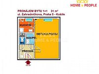 Pronájem bytu 1+1 o výměře bytu 31 m² na Praze 5 - Košíře, ul. Zahradníčkova