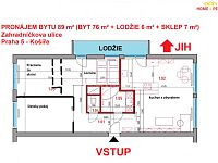 Pronájem bytu 4+KK/L 89 m², Praha 5 - Košíře, ul. Zahradníčkova