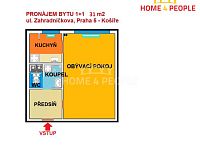 Pronájem bytu 1+1 o výměře bytu 31 m² na Praze 5 - Košíře, ul. Zahradníčkova