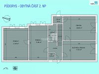Prodej rodinného domu Jilem - Půdorys - obytná část