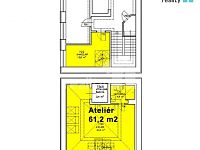 Pronájem kanceláře/ateliéru, Karlovy Vary, 61,2m2 - Půdorys