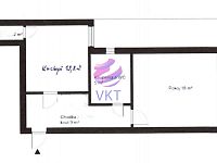 Krátkodobý pronájem bytu 45 m2, dispozice 1+1, na ulici Domažlická, Brno - Královo Pole - půdorys aktuální.jpg