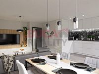 Prodej novostavby krajního řadového domu o dispozici 5kk a velikosti 144 m2 se zahradou v Kaplici - Obývák_1.jpg