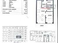 Nájem bytu 2kk + šatna, 56 m2 + balkon 6 m2, sklep 5 m2, kompletně zařízen, vč. park. stání - Půdorys bytu Ponava City 2kk