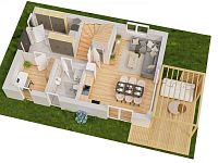 Moderní rodinný dům se zahradou v klidné lokalitě Prahy 10. - Signature Kolovraty. Developer GARTAL. Dům 124 - 3D půdorys - 1.NP.jpg