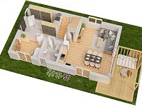 Moderní rodinný dům se zahradou v klidné lokalitě Prahy 10. - Signature Kolovraty. Developer GARTAL. Dům 145 - 3D půdorys - 1.NP.jpg