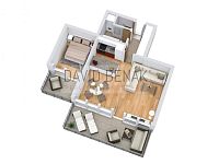 Prodej hezkého, moderního bytu 2+kk, 85 m2, 2x terasa, garážové stání, Davídkova, Praha 8 - Libeň. - 3D Floor Plan.jpg