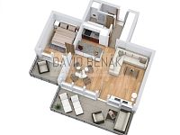 Prodej hezkého, moderního bytu 2+kk, 85 m2, 2x terasa, garážové stání, Davídkova, Praha 8 - Libeň. - 3D Floor Plan.jpg