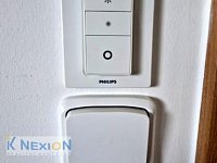 Prodej bezbariérového bytu 3+1, CP 72 m2, po celkové rekonstrukci, Velkopavlovická ul. Brno - Ovládací panel ke svítidlům v obývacím pokoji  pro snížení/zvýšení intenzity světla a výběru barvy světla