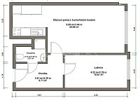 Pronájem bytu 2+kk, 45m2, Beroun-město, nezařízený, sklepní kóje, po rekonstrukci - Půdorys