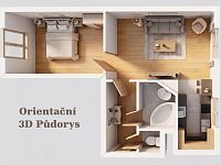 Prodej, byt 2+kk, o velikosti 43,6 m², Březohorská, Příbram - 3D Půdorys.JPG