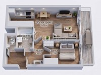 Pronájem, byt, 2+kk/L, 48 m2, ul. Zálužanská, Mladá Boleslav - 3D Půdorys - MB-1.jpg