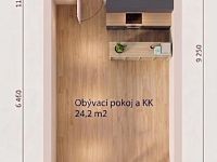 Pronájem bytu 1+kk/Terasa, 37 m², ul. Lázeňská, Slaný - 3D půdorys Slánský mlýn, Lázeňská Slaný.jpg