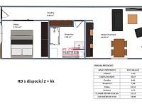 Pronájem nízkoenergetické novostavby řadového RD s parkovacím stáním v Táboře - Klokotech - půdorys