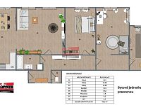 Prodej bytové jednotky 3+1 s pracovnou 104 m2 v centru Tábora - půdorys