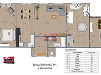 Prodej bytové jednotky 3+1 s pracovnou 121 m2 v centru Tábora - půdorys