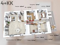 Pronájem novostavby RD 4+kk v Podolí I. - půdorys