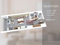 Apartmán 30,6 m2 Frymburk - 3D půdorys