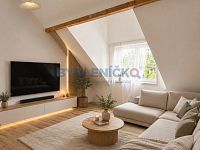 Prodej bytu 2+KK v novostavbě, osobní vlastnictví, Dvory nad Lužnicí, okr. Jindřichův Hradec - Vizualizace obývacího pokoje