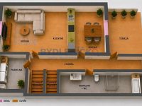 Prodej řadového rodinného domu, 71 m2, se zahradou 474 m2, Kájov, okr. Český Krumlov - Vizualizace - 1. patro