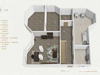 Rodinná vila s velkorysou dispozicí, garáží na tři auta  a pozemkem 4 069 m² – Loket - Půdorys