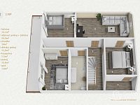 Rodinná vila s velkorysou dispozicí, garáží na tři auta  a pozemkem 4 069 m² – Loket - Půdorys