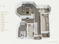 Rodinná vila s velkorysou dispozicí, garáží na tři auta  a pozemkem 4 069 m² – Loket - Půdorys