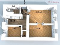 Pronájem bytu 3+1, Grohova, Brno – Veveří - půdorys 3Da.jpg