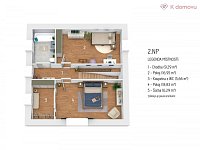 Prodej novostavby rodinného domu 5+kk se zahradou – Tršice, k.ú. Přestavlky - 3D půdorys - 2.NP dům B.jpg