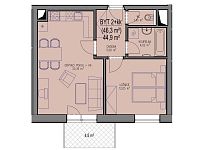 Pronájem cihlového bytu 2+kk s balkonem v Brně - Kamechách - půdorys